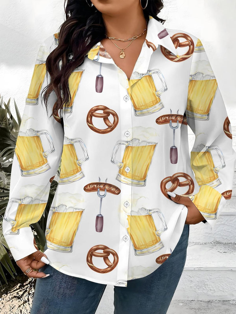 Plus Size Oktoberfest Blouse With All-Over Print