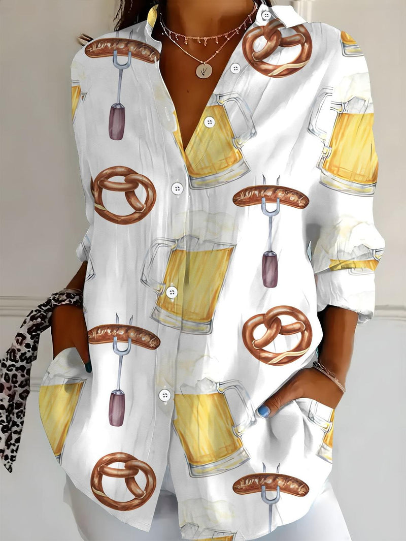 Plus Size Oktoberfest Blouse With All-Over Print