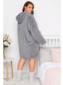 Plus Size Oversized Teddy Hoodie Dress With Pockets