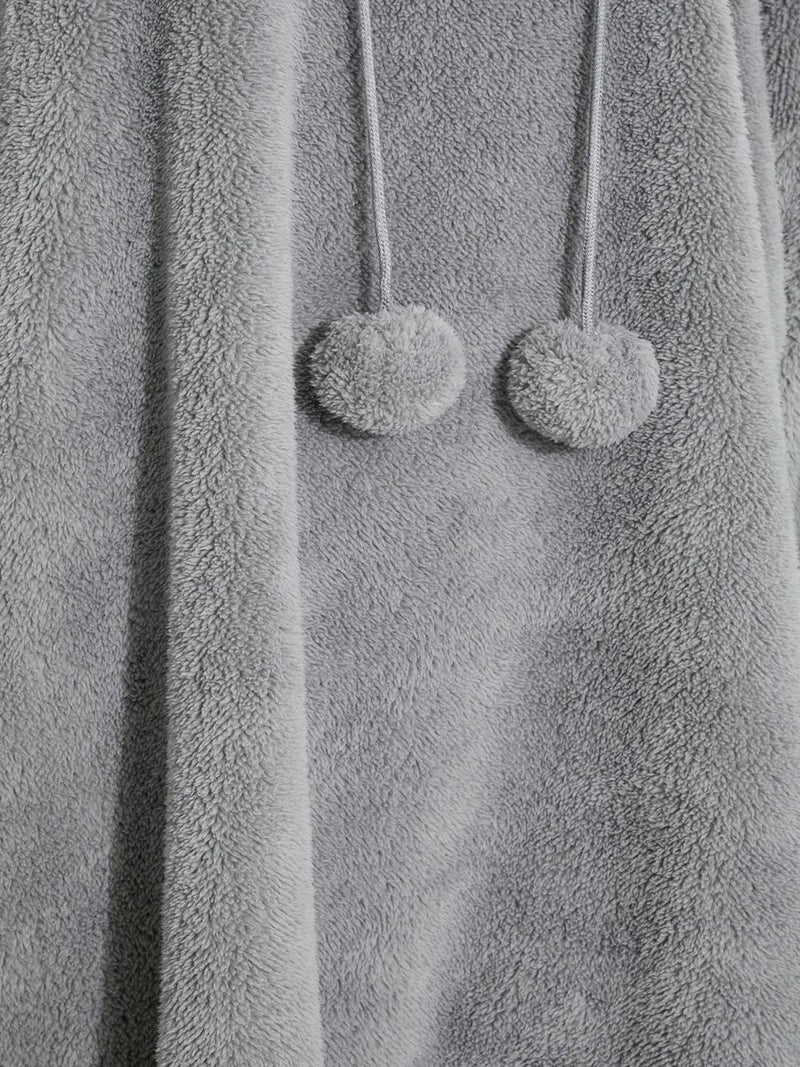 Plus Size Oversized Teddy Hoodie Dress With Pockets
