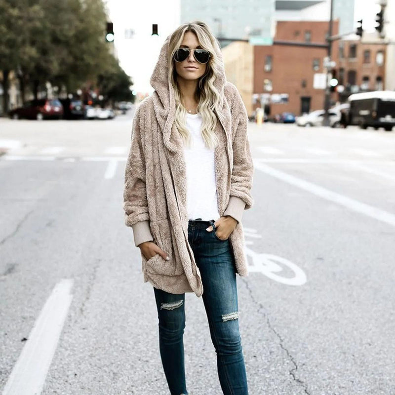 Plus Size Velvet Hooded Winter Coat