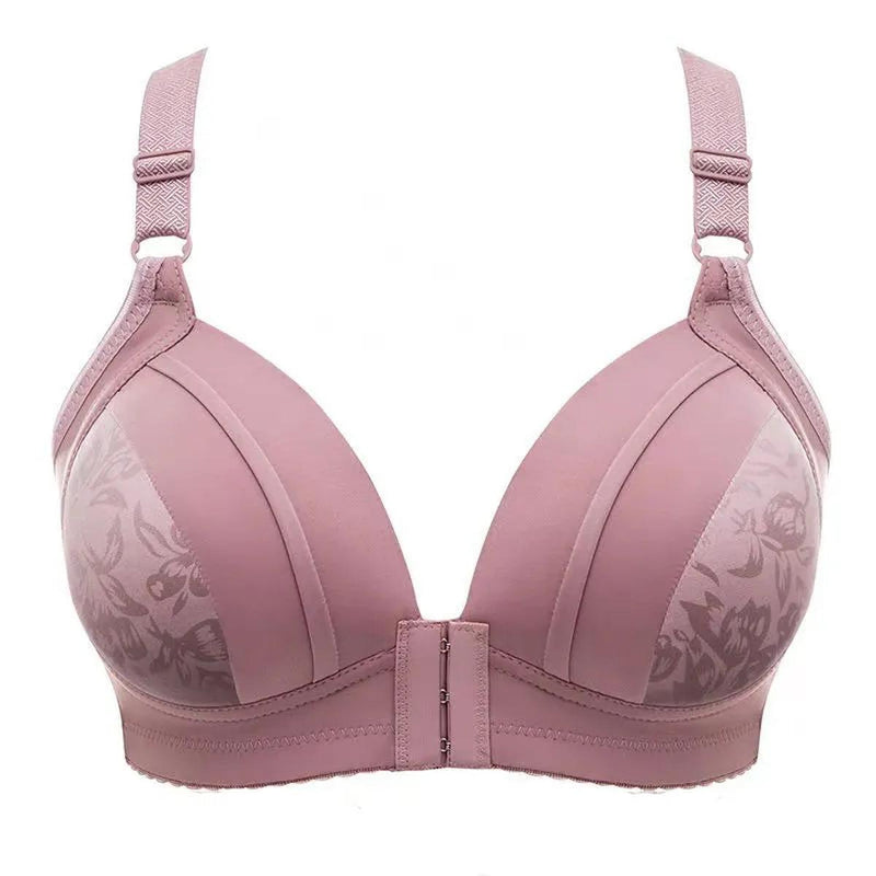 Plus-Size Wireless Push-Up Front Closure Bra