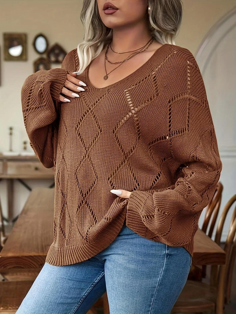 Plus Size Women&#39;s Oversized Knit Sweater for Autumn and Winter