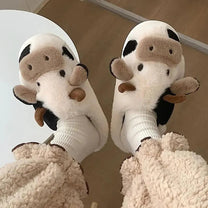 Plush Cow Design Slippers For Warmth And Comfort