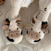 Plush Cow Design Slippers For Warmth And Comfort