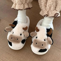 Plush Cow Design Slippers For Warmth And Comfort