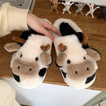 Plush Cow Design Slippers For Warmth And Comfort