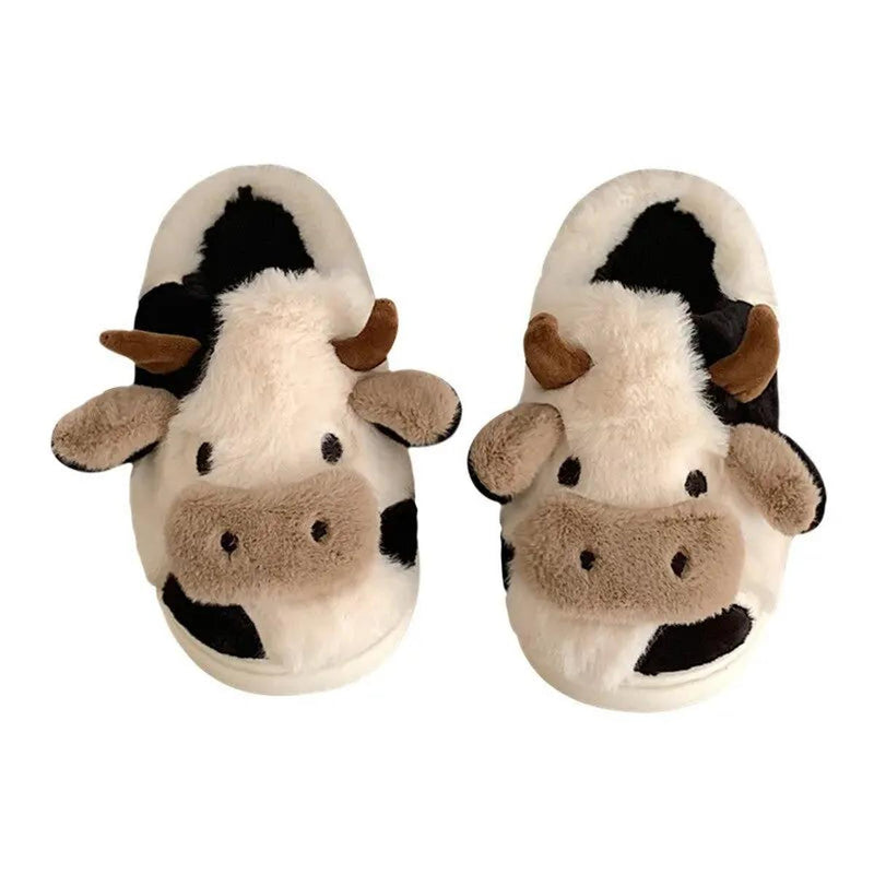 Plush Cow Design Slippers For Warmth And Comfort