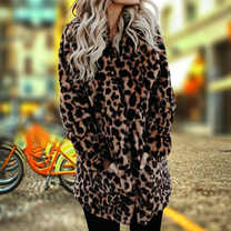 Plush Leopard Print Winter Fur Jacket