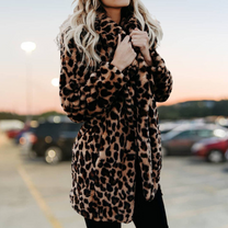 Plush Leopard Print Winter Fur Jacket