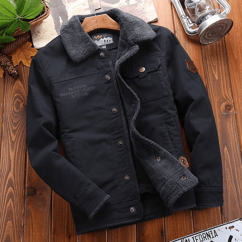 Plush Lined Casual Jacket for Men