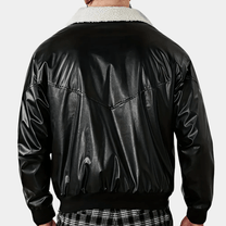Plush Lined Relaxed Fit Bomber Jacket For Men