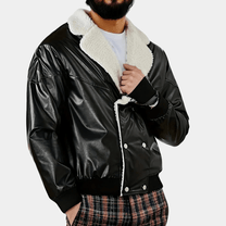 Plush Lined Relaxed Fit Bomber Jacket For Men