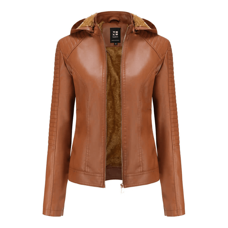 Plush Lined Slim Fit Faux Leather Coat