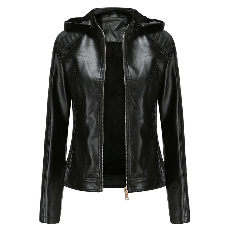 Plush Lined Slim Fit Faux Leather Coat