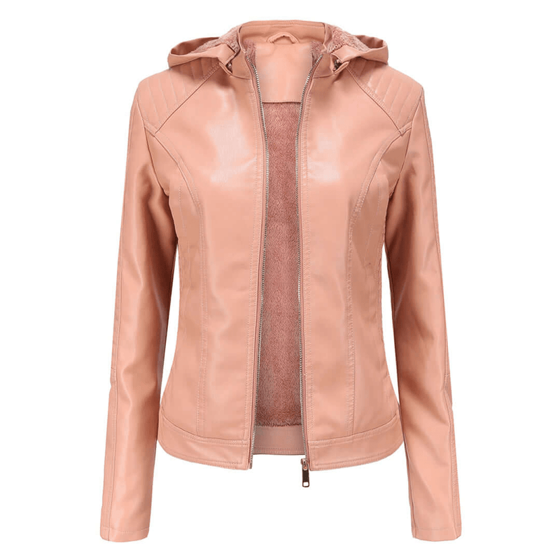 Plush Lined Slim Fit Faux Leather Coat