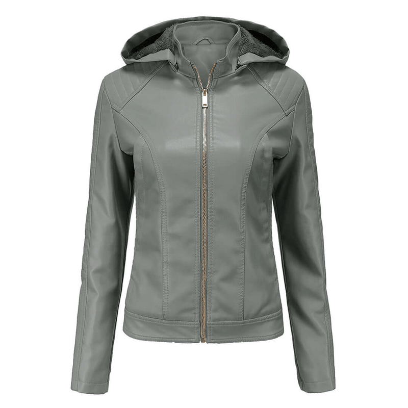 Plush Lined Slim Fit Faux Leather Coat
