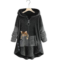 Plush Teddy Coat With Cat Design For Autumn And Winter