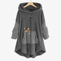 Plush Teddy Coat With Cat Design For Autumn And Winter