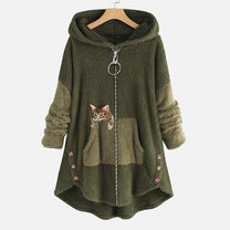 Plush Teddy Coat With Cat Design For Autumn And Winter