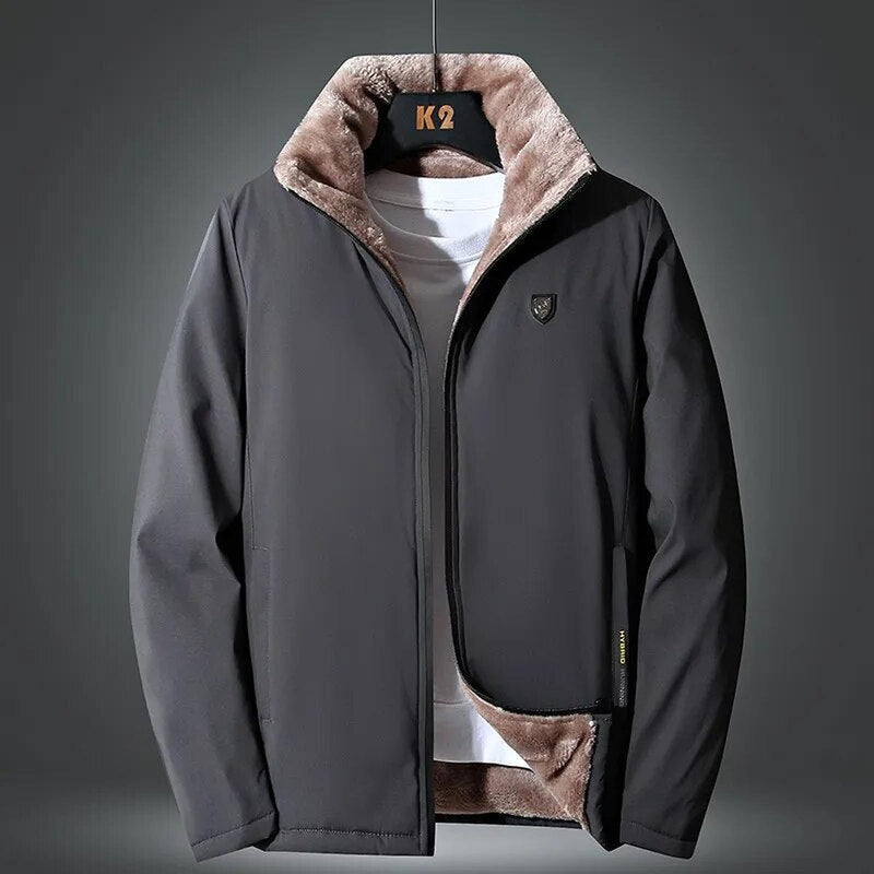 Plush Velvet Lined Winter Coat With Standard Collar