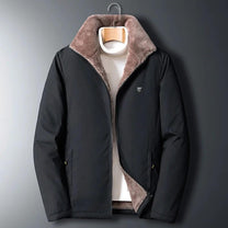 Plush Velvet Lined Winter Coat With Standard Collar