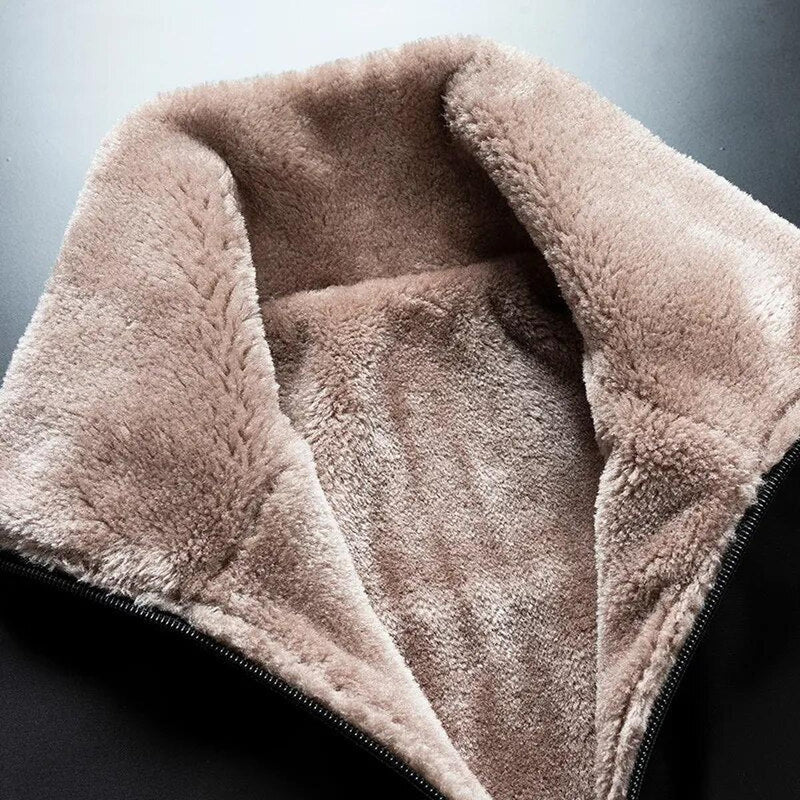 Plush Velvet Lined Winter Coat With Standard Collar