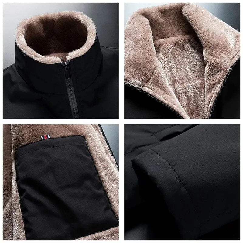 Plush Velvet Lined Winter Coat With Standard Collar