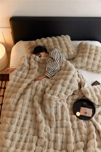 Plush Wool Blanket Machine Washable Cozy Warmth