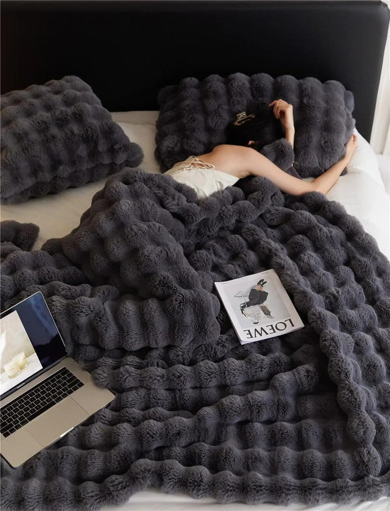 Plush Wool Blanket Machine Washable Cozy Warmth