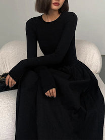 Pockets Long Sleeve Maxi Dress
