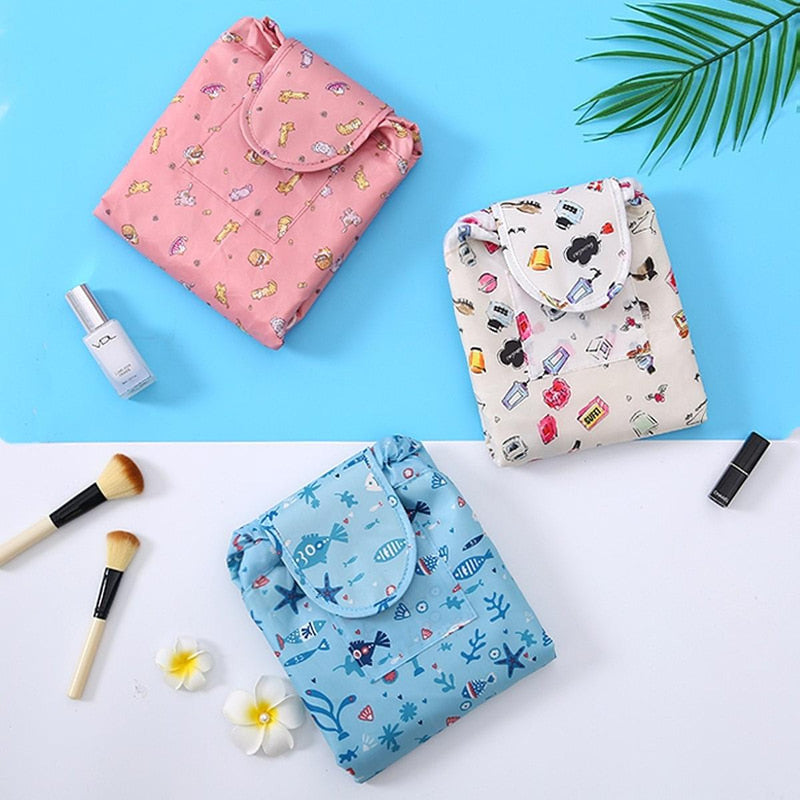 Portable Drawstring Cosmetic And Toiletry Bag - 2 For 1 Travel Organiser