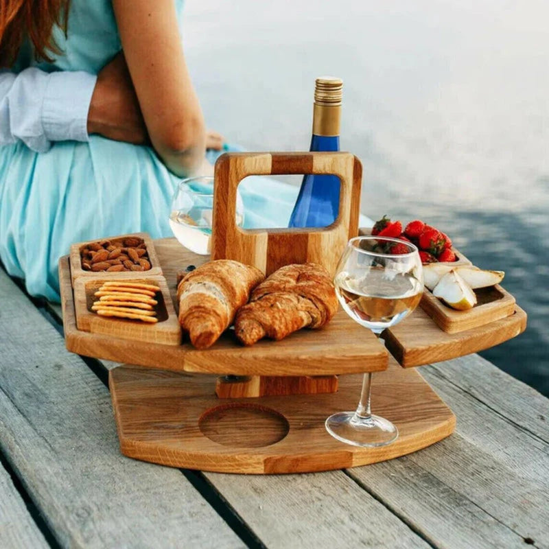 Portable Wooden Picnic Wine Table