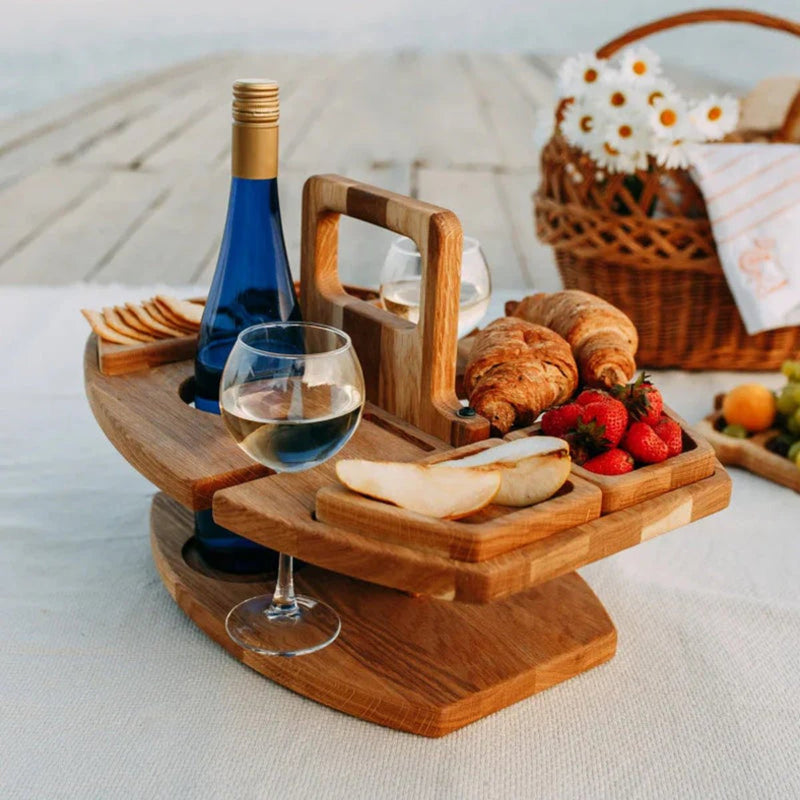 Portable Wooden Picnic Wine Table