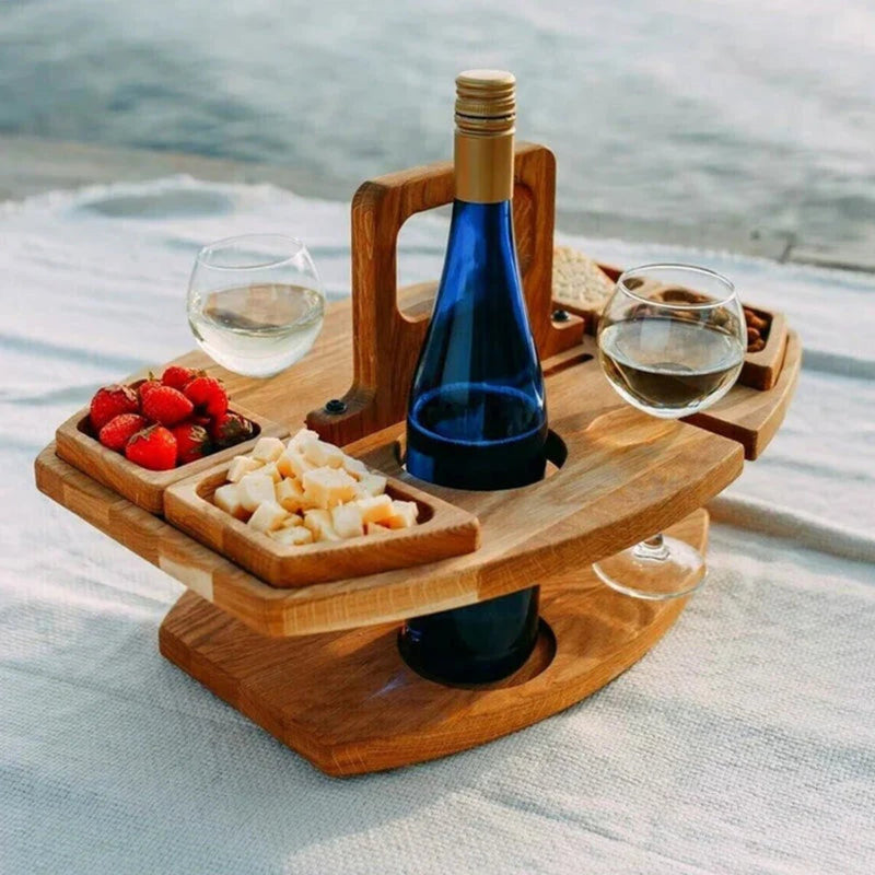 Portable Wooden Picnic Wine Table