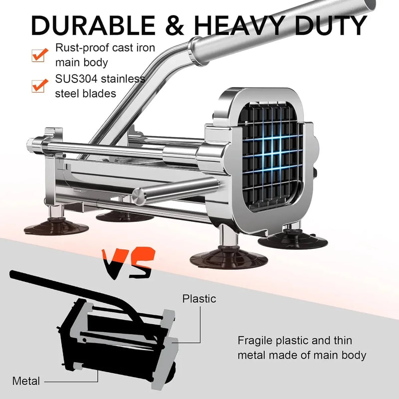 Premium French Fry Cutter – Stainless Steel with Interchangeable Blades