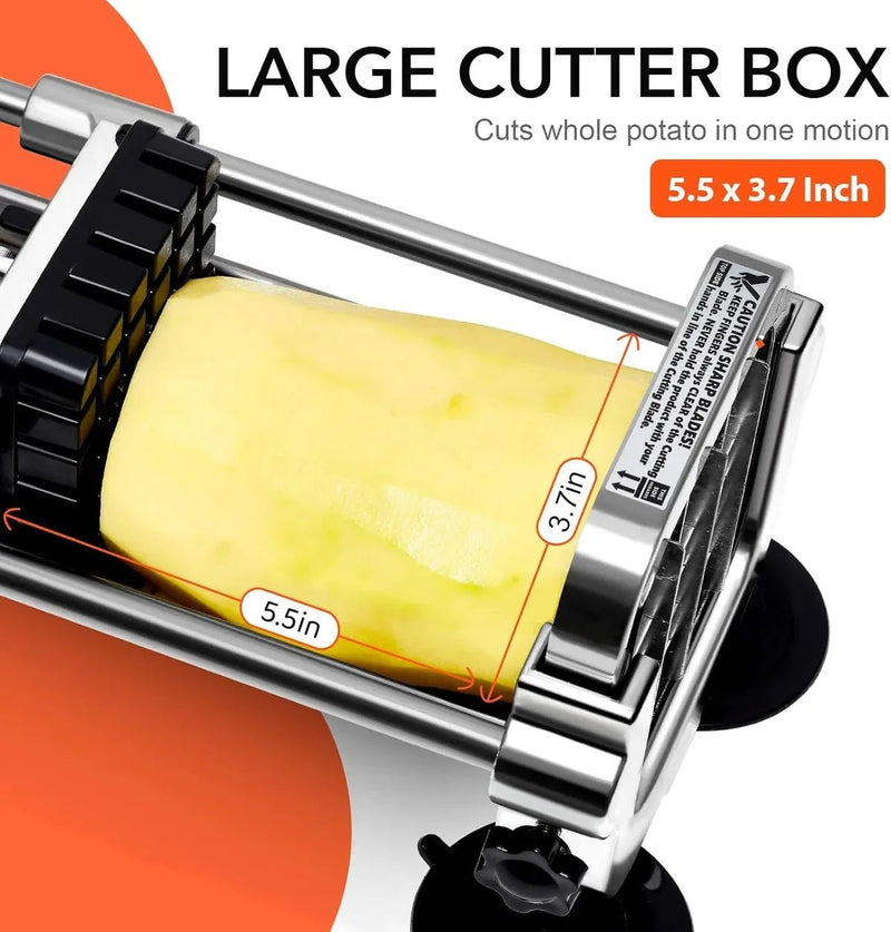 Premium French Fry Cutter – Stainless Steel with Interchangeable Blades