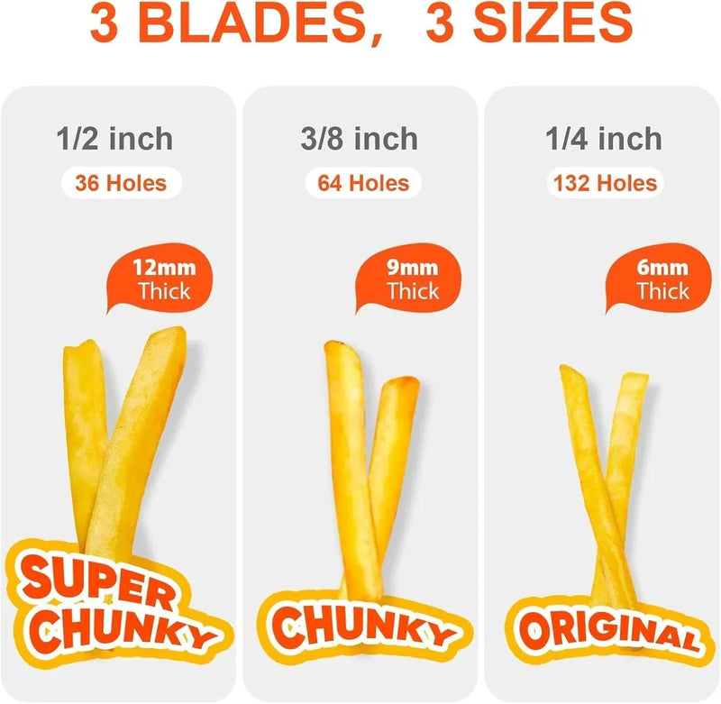 Premium French Fry Cutter – Stainless Steel with Interchangeable Blades