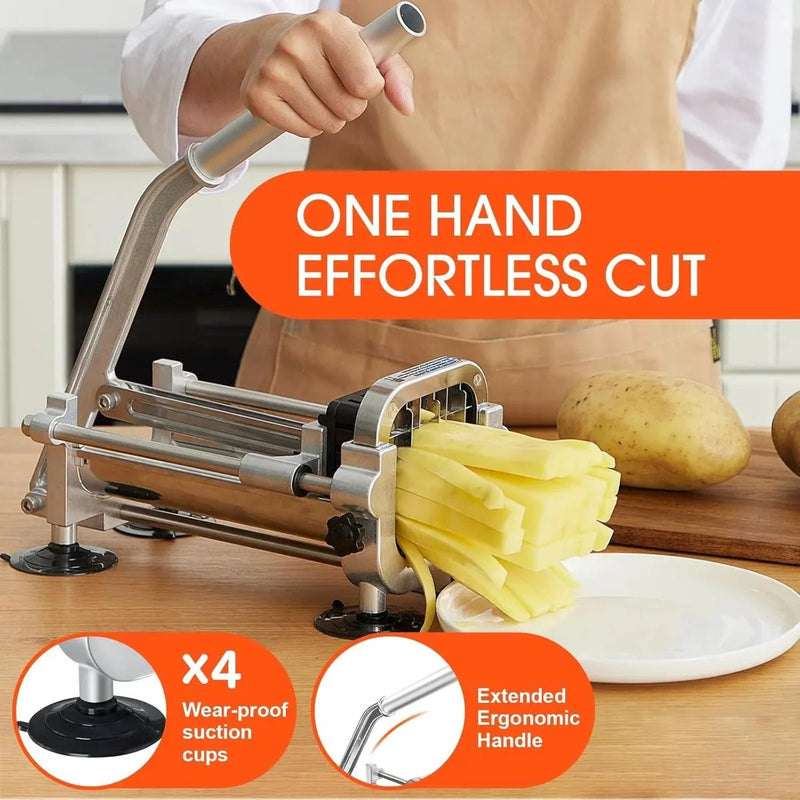 Premium French Fry Cutter – Stainless Steel with Interchangeable Blades