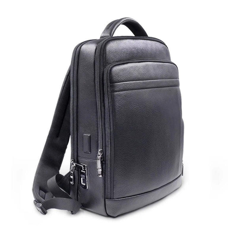 Premium Leather Backpack With Biometric Fingerprint Lock
