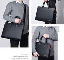 Premium Leather Multi-Compartment Laptop Bag For Business And Travel