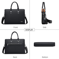 Premium Leather Multi-Compartment Laptop Bag For Business And Travel