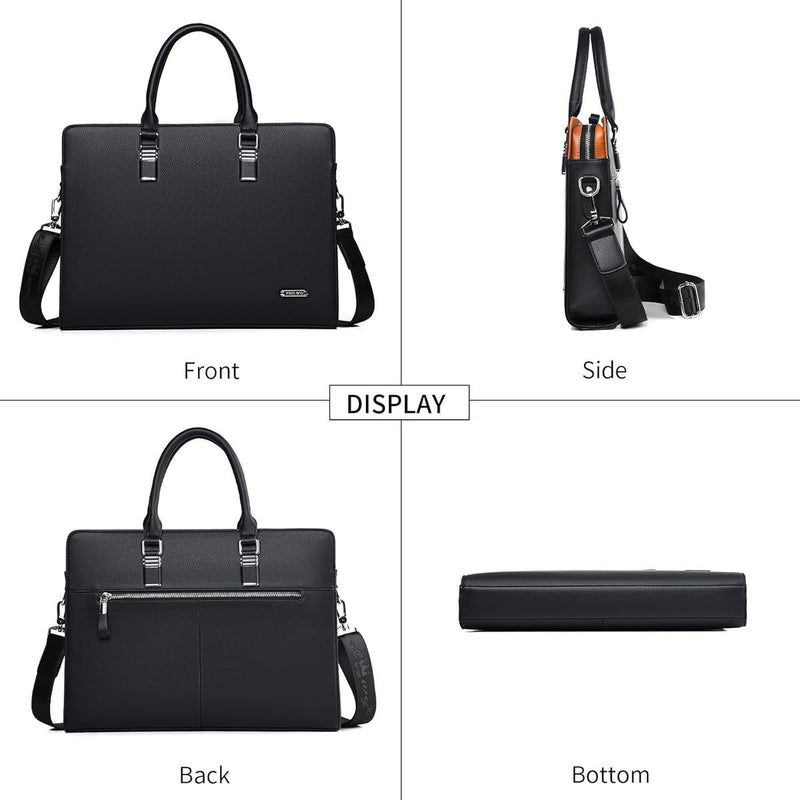 Premium Leather Multi-Compartment Laptop Bag For Business And Travel