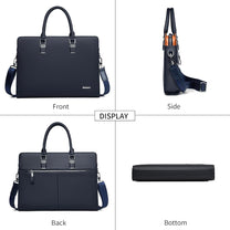 Premium Leather Multi-Compartment Laptop Bag For Business And Travel
