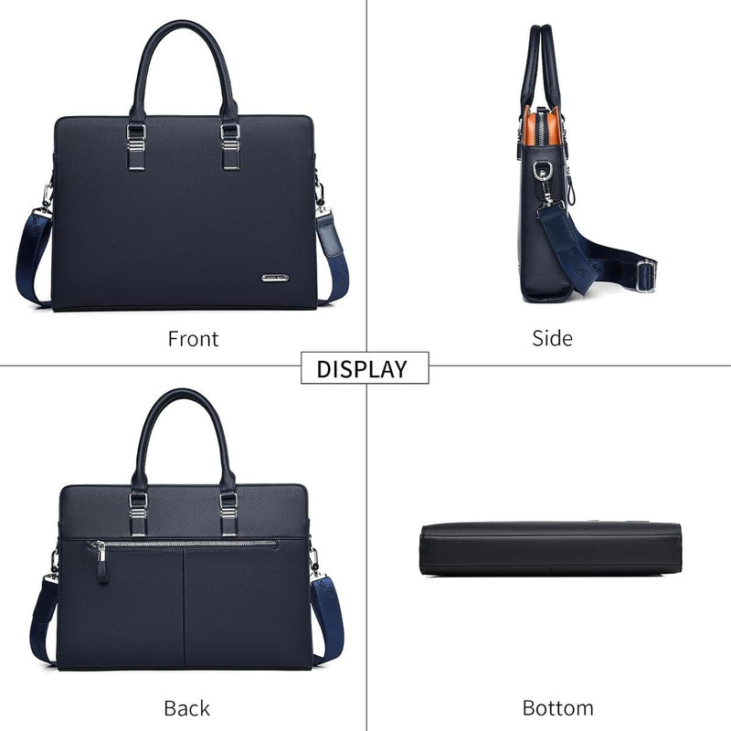Premium Leather Multi-Compartment Laptop Bag For Business And Travel