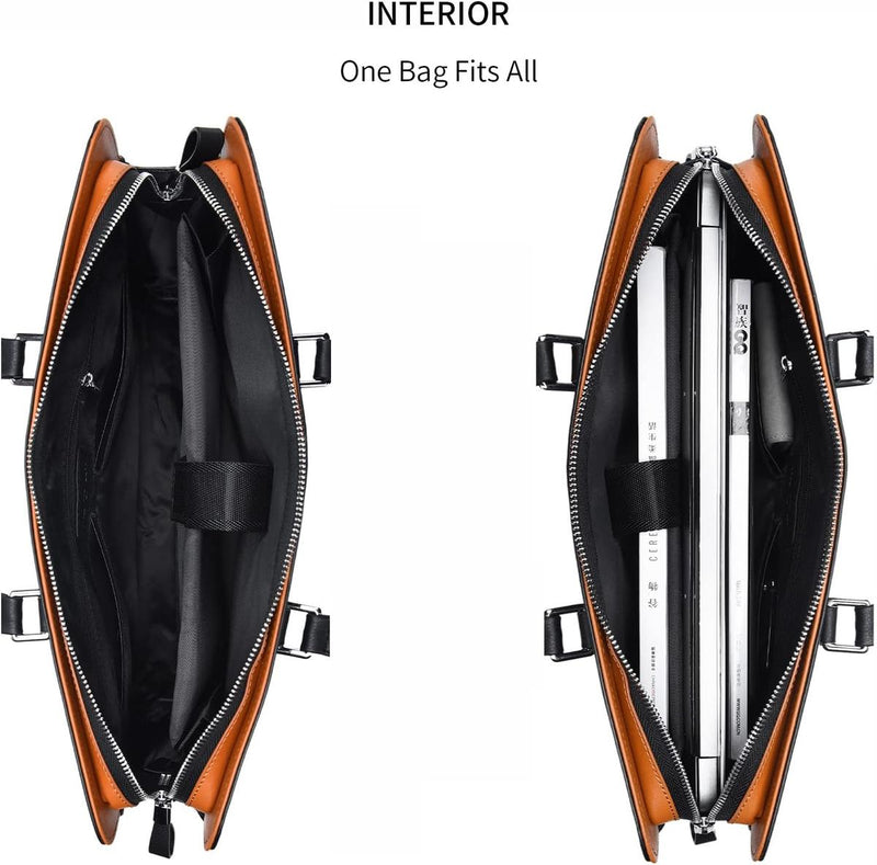 Premium Leather Multi-Compartment Laptop Bag For Business And Travel