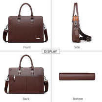 Premium Leather Multi-Compartment Laptop Bag For Business And Travel