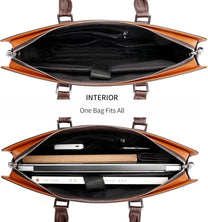 Premium Leather Multi-Compartment Laptop Bag For Business And Travel
