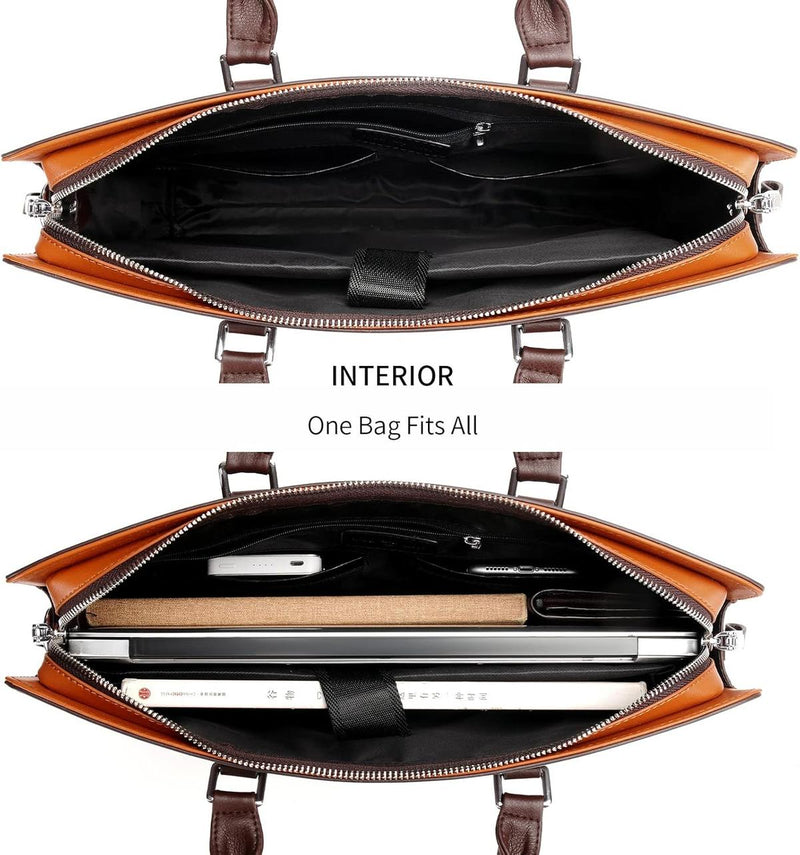 Premium Leather Multi-Compartment Laptop Bag For Business And Travel