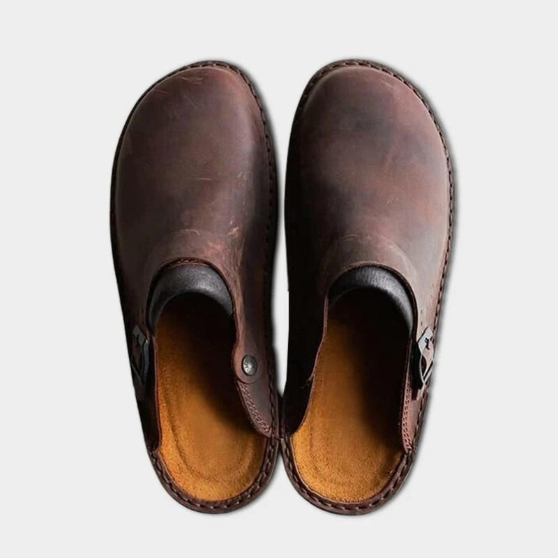 Premium Leather Slippers For Men With Soft Lining And Non-Slip Sole
